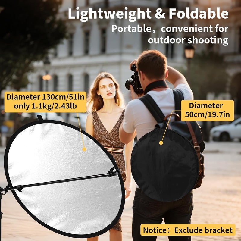 hellovetee 24/32/43/52in Light Reflectors for Photography with 5 in 1 Light Diffuser Panel &Bag,Photography Reflector Ideal for Content Creator Essentials&Photographer in Silver,Gold,White and Black - Image 4